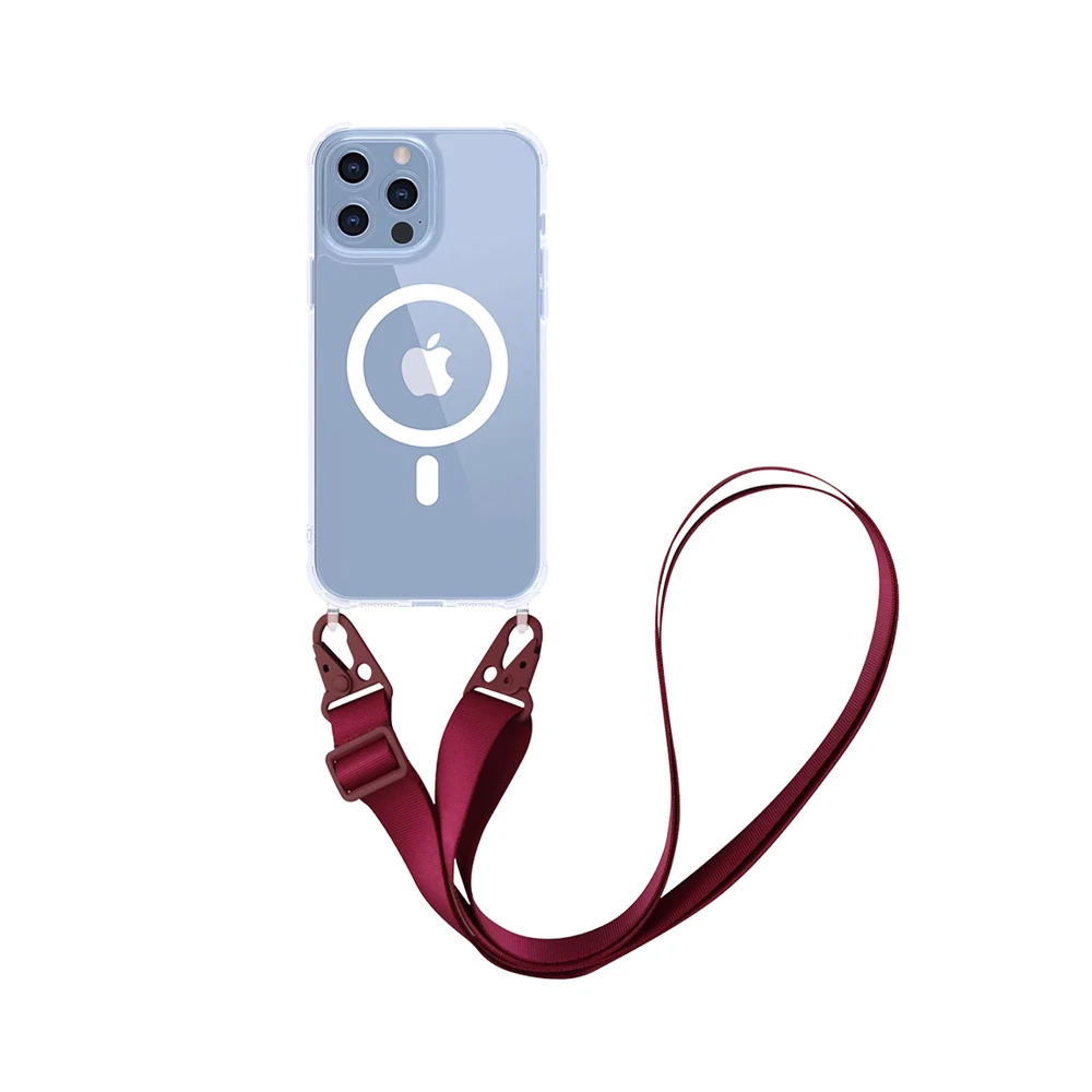 Luxury Crossbody Strap Cord Phone Case with Shockproof Clear Cover
