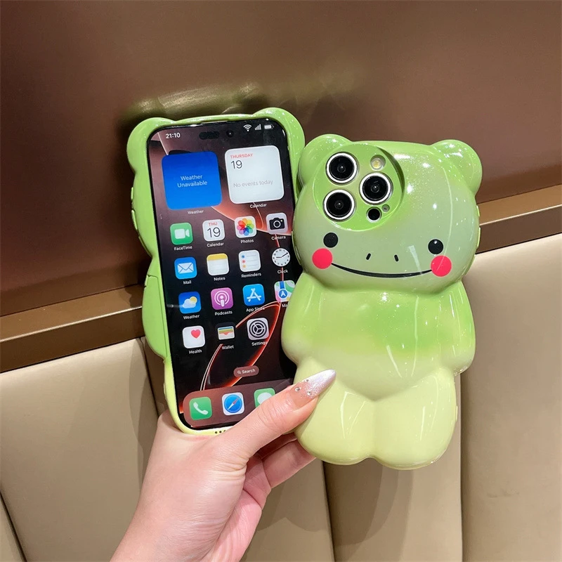 3d Funny Cute Frog Phone Case For Iphone 16 15 14 13 12 11 Pro Max Anti ...