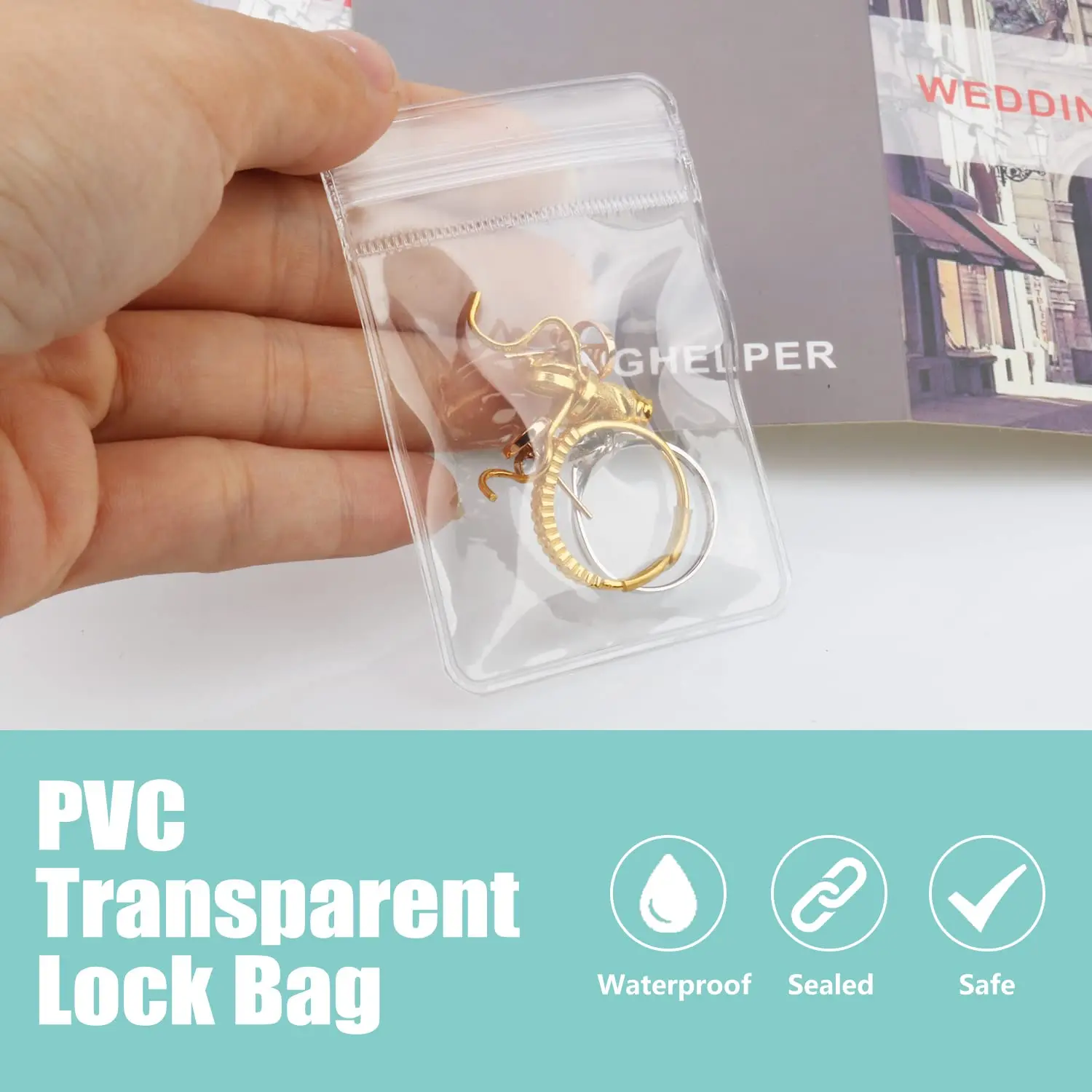 Description Picture 4 of itemJewelry Small Self-Sealing Plastic Zip Clear PVC Storage Bags for Storing Bracelets Rings Earrings Organizer (100PCS)