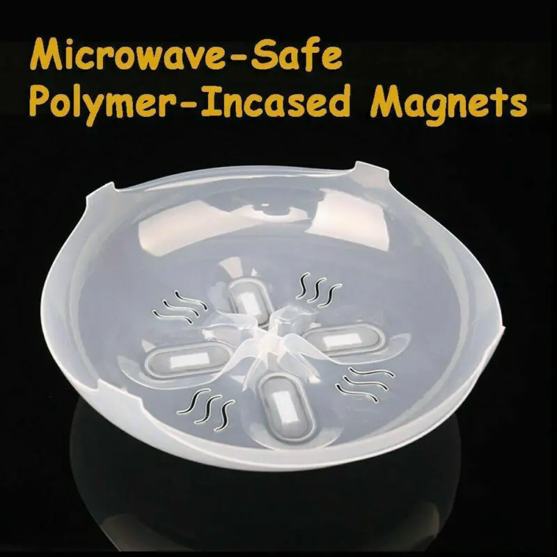 Microwave Hovering Anti Splattering Magnetic Food Lid Cover Guard -  Microwave Splatter Lid with Steam Vents & Microwave Safe Magnets - Sticks  To The Top Of Your Microwave 