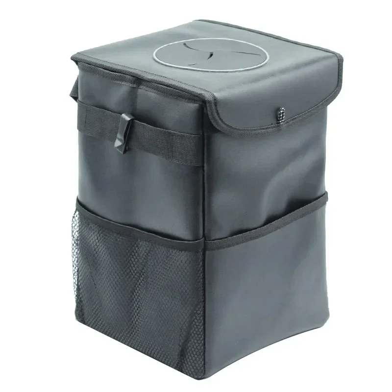 Car Trash Can with Lid and Storage Pockets Waterproof Garbage Bin Multipurpose Folding Trash Can car trash can Automotive Accessories