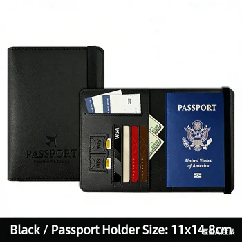 Portafoglio per Passaporto in Pelle PU, Accessorio Multifunzione, Custodia Protettiva, Porta Documenti da Viaggio per Donne/Uomini