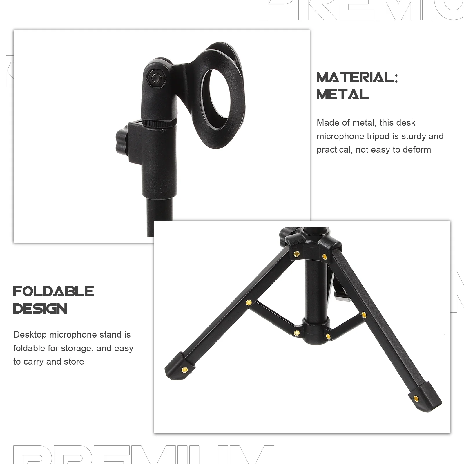 Metal Foldable Desk Mic Stand Microphone Support Tripod Bracket Height Adjustable Boom Floor Podcast Holder Stand Desk Mount Arm