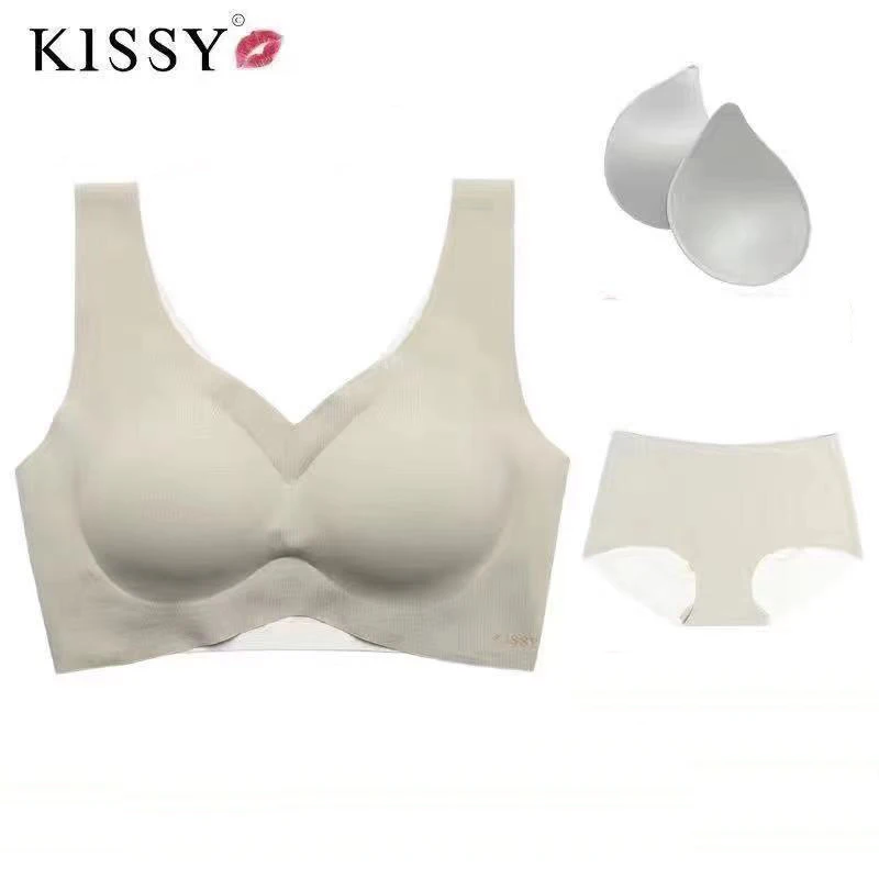 

Kissy underwear such as zero bondage, no trace, no steel ring, lace gathering kiss, sports bra set, female