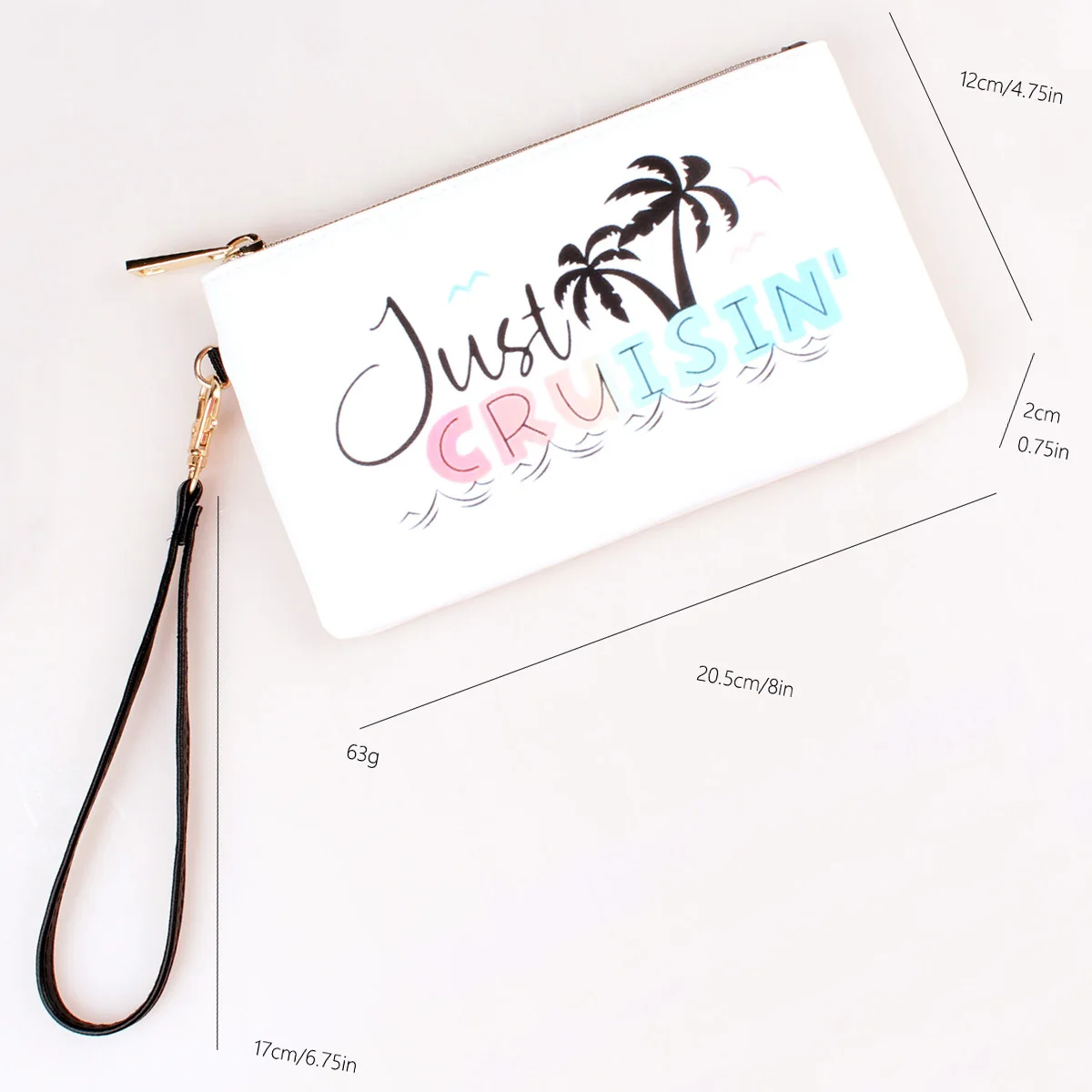 Coconut Tree Letter Printing wallet,Fashion wrist makeup bag, zero wallet, mobile phone bag