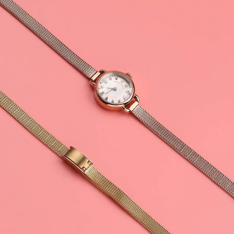 Sleek Women's Stainless Steel Mesh Bracelet Watch Strap - Ultra-Thin Design