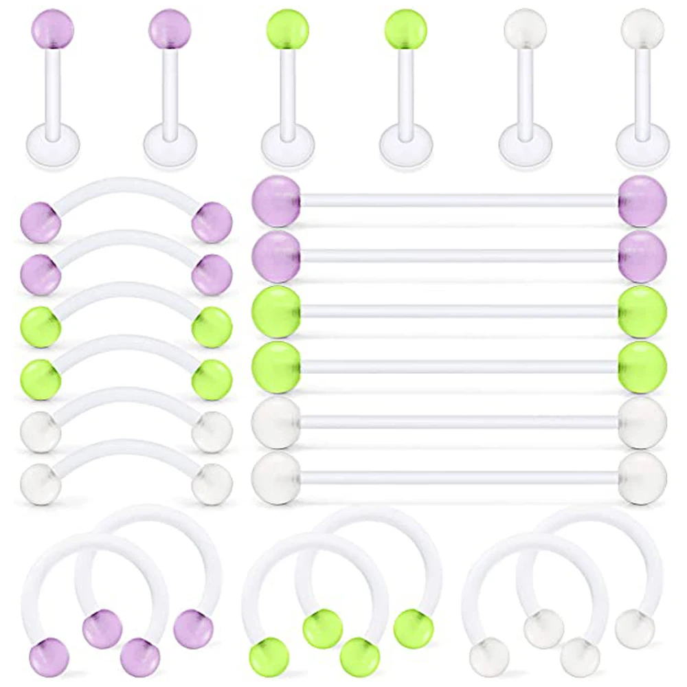 Clear Cartilage Earring Piercing Retainers Flexible Acrylic Helix Hoop