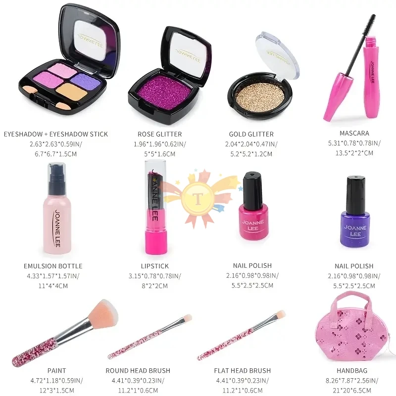(Not Real Makeup)Pretend  For Girls, Pretend Play  Set - With Cosmetic Bag  Birthday Christmas, Toy