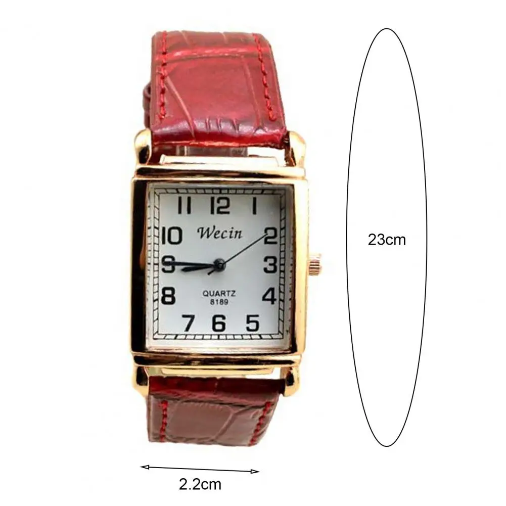 Fashion Elegant Men Women Quartz Wrist Watch Square Battery Operated Faux Leather Strap Adjustable Pin Buckle Quartz Watch images - 6