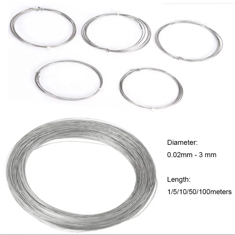 New Diameter 0.02mm-3 mm Length 1/5/10/50/100meters 304 Stainles Steel Wire Rope Soft Lifting Cable