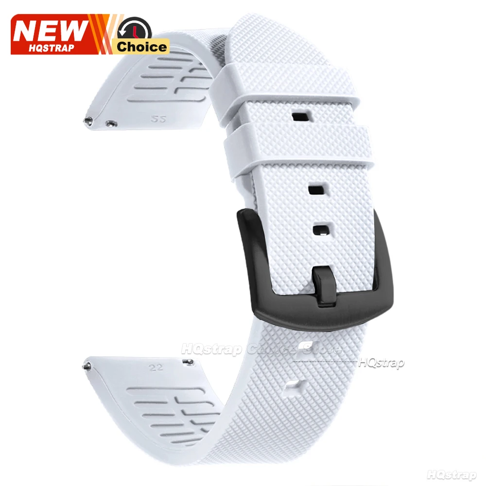 Silver Black Clasp Waterproof Sports Silicone Watch Band