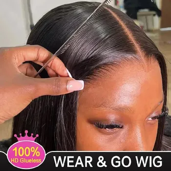 Wear And Go 5x5 9x6 Straight Glueless Wig Human Hair Ready To Wear Brazilian Lace Front Closure Wigs For Black Women Preplucked 1