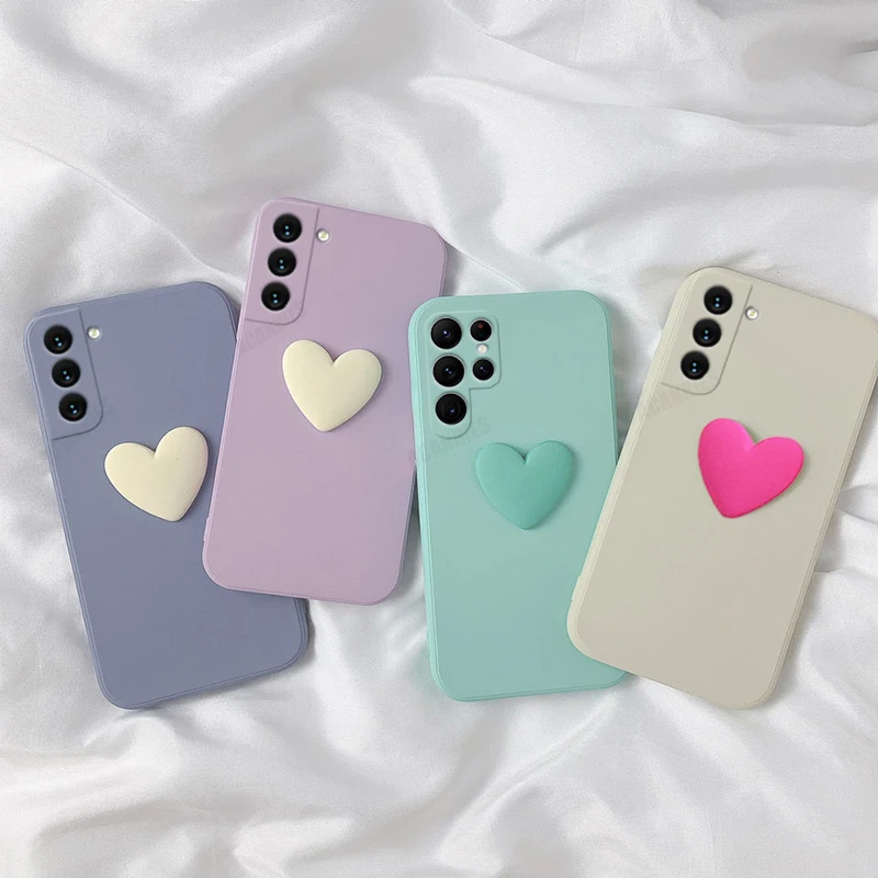 3D Cute Love Heart Silicone Phone Case - Frame Back Cover