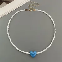 Collier ras du cou court en forme de cœur pour femmes, couleur tendance, fait à la main, couleur bonbon, bijoux en forme de cœur d'amour, nouvelle collection 2