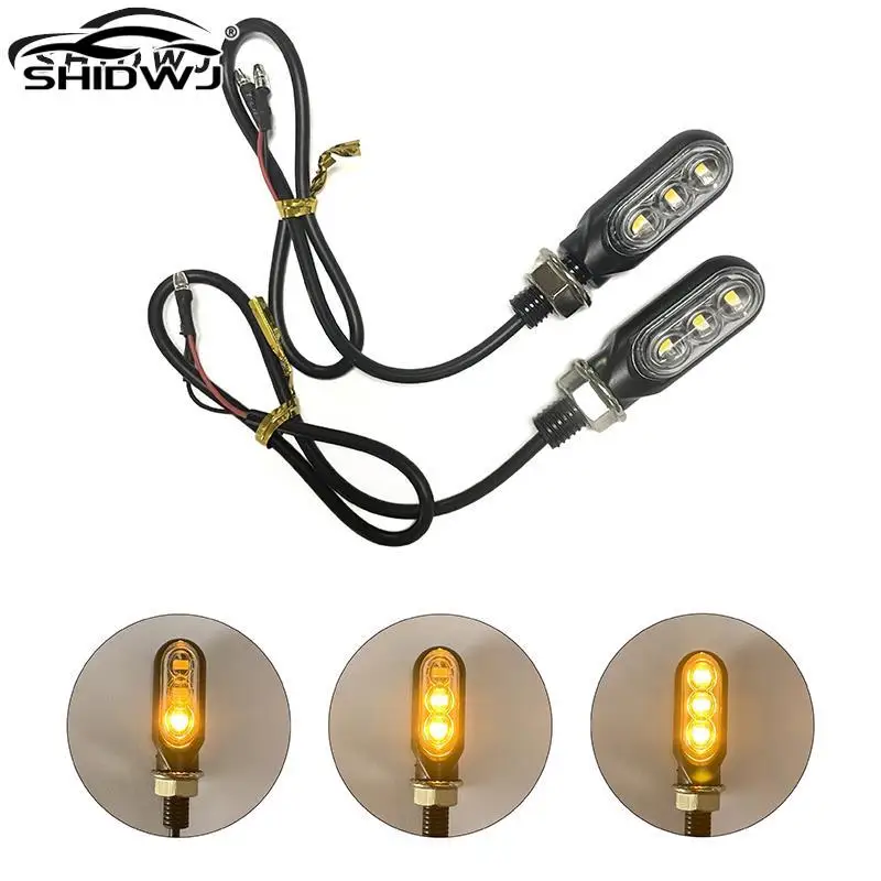 

2PCS 12V Motorcycle Universal 3LED Turn Signals Short Turn Signal Lights Indicator Blinker Oval Flashers Amber Color Accessories