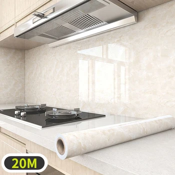 Adhesive Wallpaper Roll with 10 Meters Marble Kitchen Oil Proof Waterproof Wall Stickers Bathroom Countertop Cabinet Renovation 1