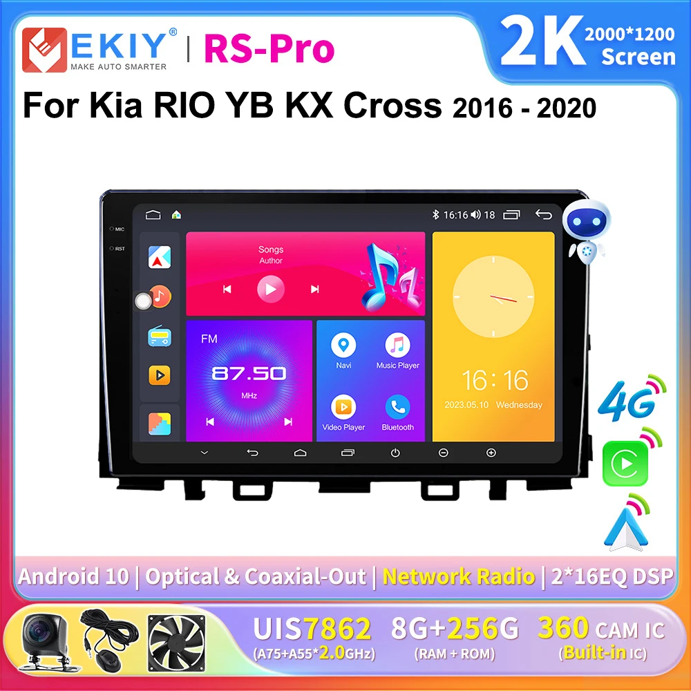 

EKIY 2K экран CarPlay радио для Kia RIO YB KX Cross 2016-2020 Android Авто 4G Автомобильный мультимедийный плеер стерео GPS Navi Ai Voice