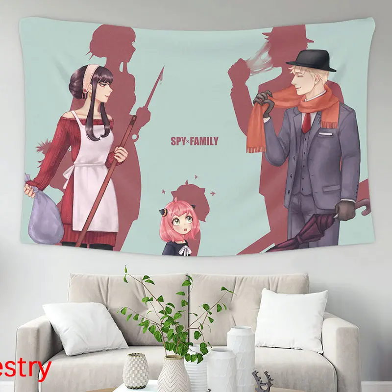 

Spy X Family Tapestry Wall Art Posters Kawaii Room Decor Anime Tapestry Macrame Aesthetic Bedroom Decoration Party Backdrops