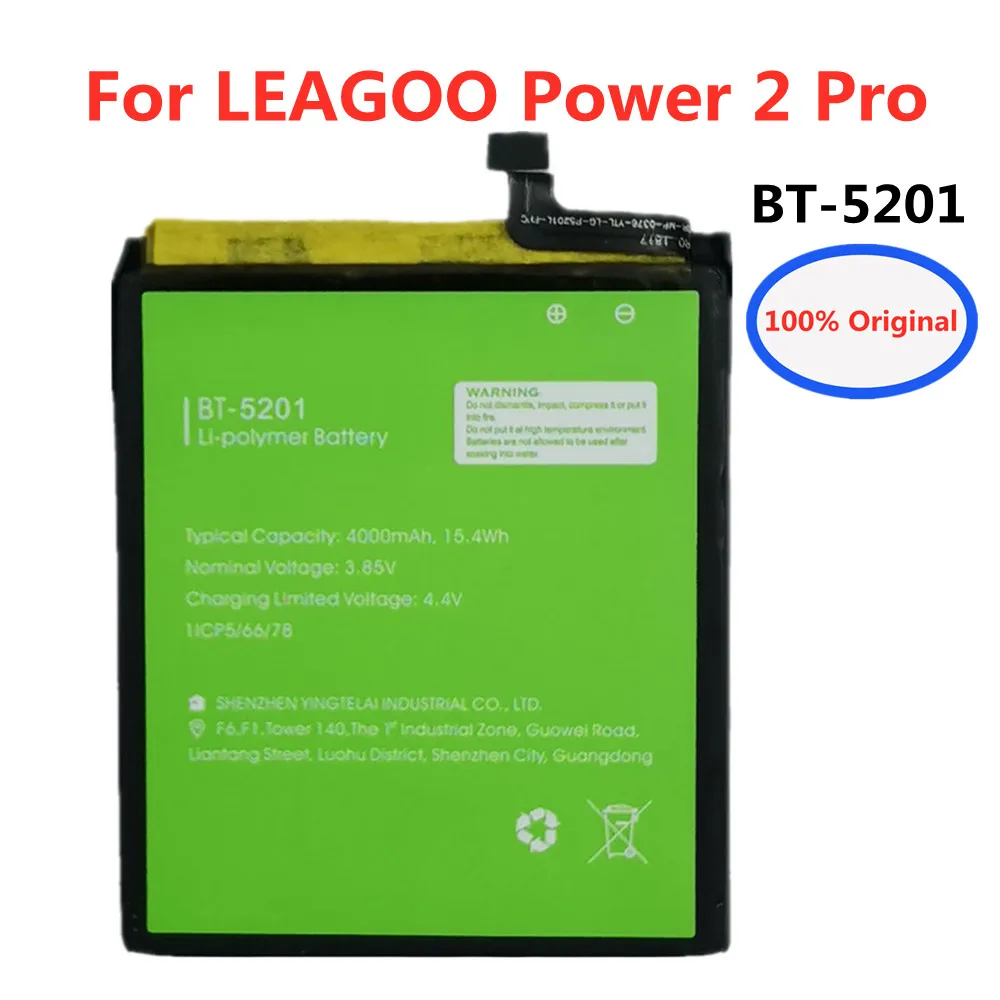 

Новинка, оригинальный аккумулятор BT5201 4000 мАч для LEAGOO Power 2 Pro Power2 Pro BT-5201, умные Встроенные батареи