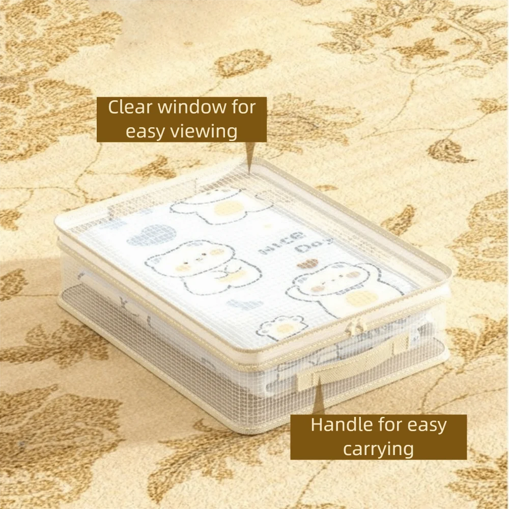 2Pcs PVC Clothes Quilt Storage Bag Transparent Large Capacity Blanket Sorting Bags with Handle Space Saving