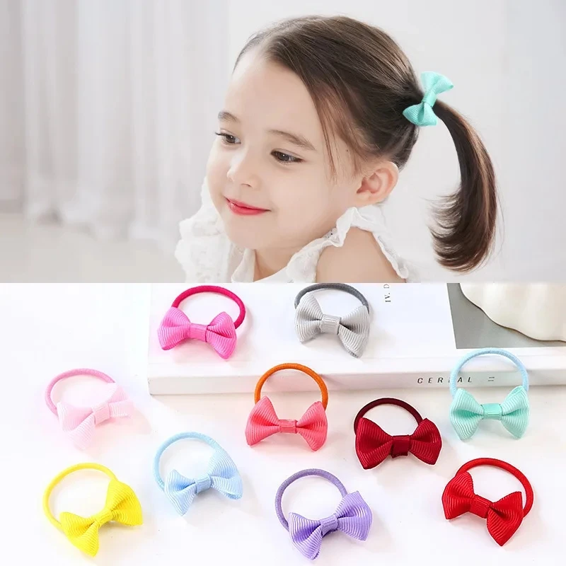 

10Pcs/Lot Mini Bowknot Hair Rope Cute Ribbon Baby Girl Hair Bow Elastic Hair Rubber Bands Ring for Children Hairbands Scrunchies