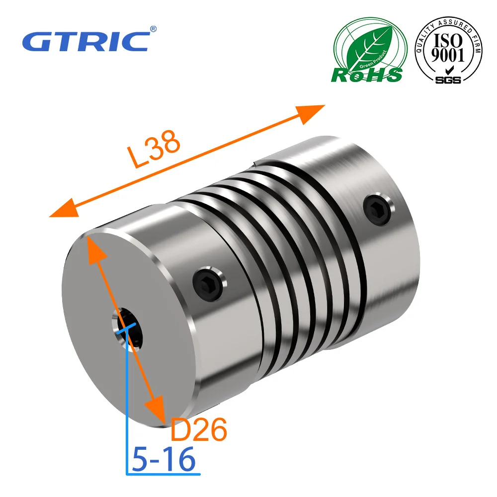 Spring Coupling D26L38 Encoder Screw Stepper Servo Motor High Torque Flexible Thread Aluminum Alloy Elastic Coupling GTRIC shaft coupler flexible coupling shaft connector