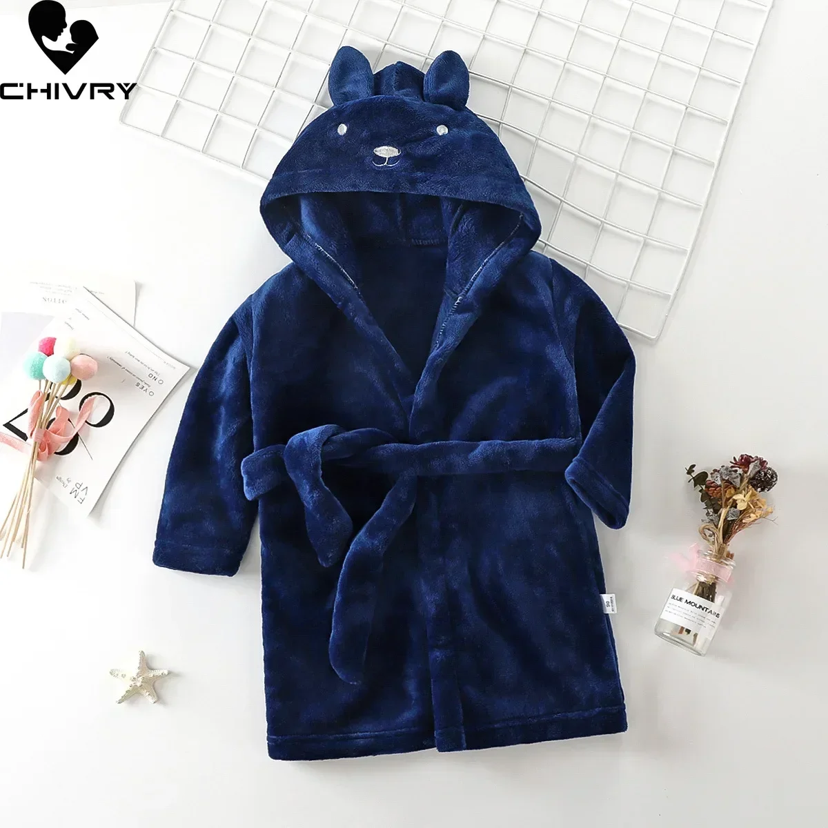 Kids Pajamas Set Flannel Pajamas Child Bathrobe Kids Robe Baby Hooded Towel Autumn Winter Kids Hooded Bathrobe Baby Bath Robes Baby Boys Girls Cartoon Rabbit Flannel Pajamas Long Sleeve Towel Robe