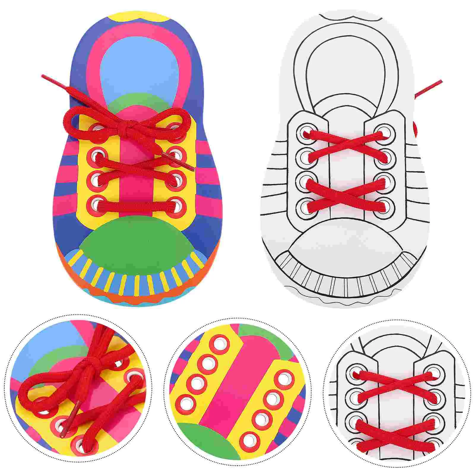 

2 Pcs Lace up Painting Shoe Board Toddler Shoelaces Tie Toys Paper Practice for Kids