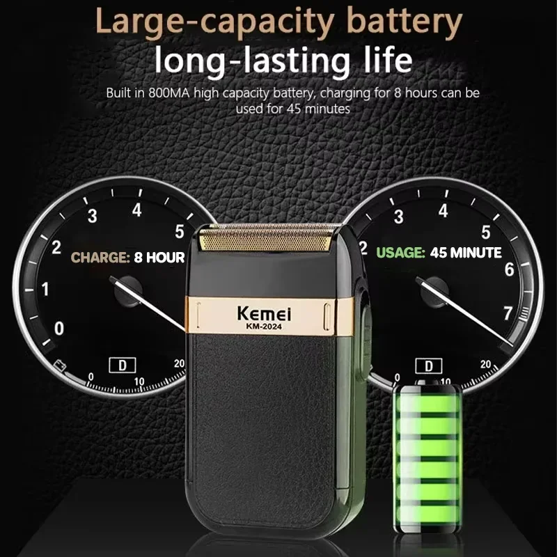 케메이 KM-2024 USB 충전식 전기면도기 추가 커터 헤드 왕복형 트윈 블레이드 면도기 수염 트리머 면도기