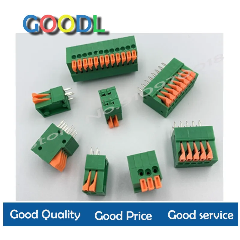 

2PCS KF141V-2.54MM terminal block 2/3/4/5/6/8/9/10P Spring PCB terminal block straight pins