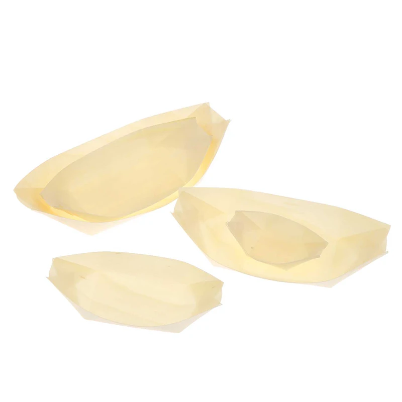 50Pcs Disposable Wooden Boat Plate Sushi Wood Boat Sushi Salad Dessert Bowl Pine Wood Bowl Plate Tray
