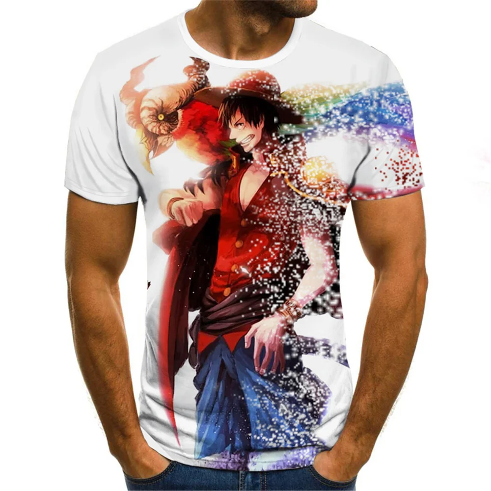 

2023 Summer New Men's Fashion Casual Round Neck Short Sleeve Top 3D Digital Printing Anime Series Hip Hop Loose Size T-shirt