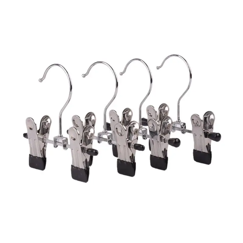 6Pcs 조정 가능한 스테인리스 단화 선반 바지 폴더 시동 걸이 홀더 휴대용 여행 세탁 걸이 걸이 양말 클립