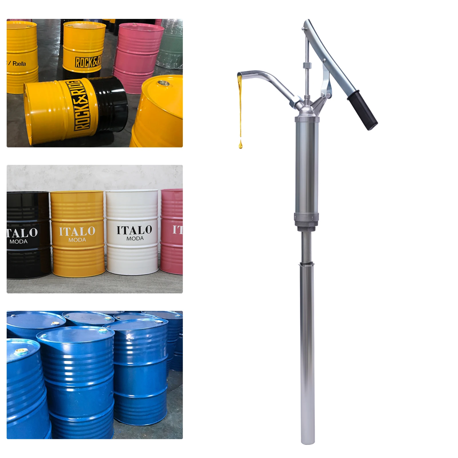 

Universal 33-55 Gallon Hand Barrel Pump Steel Drum Transfer Diesel Fuel Engine Oil Steel Heavy-duty Pump Assembly