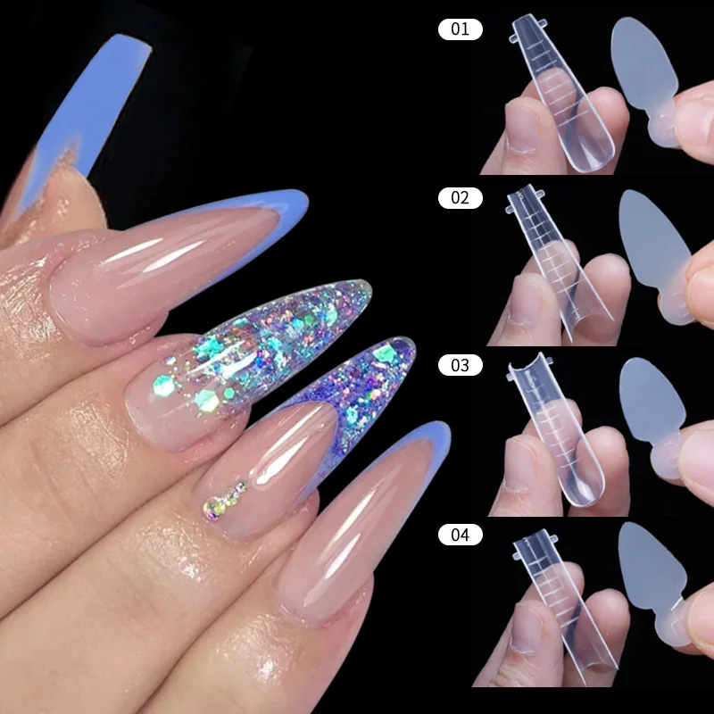 12Pcs/sheet Reused Soft Silicone Pad French Line Nail Forma Dual Sticker Poly Nail Gel Duet System Dual Form for French Manicure