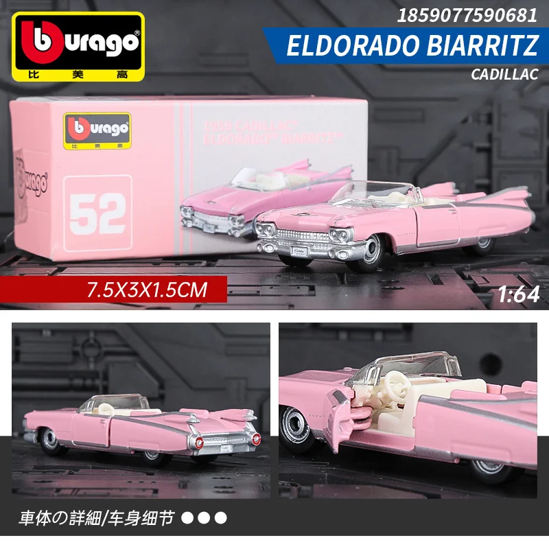 

Bburago 1/64 Miniature Alloy Car Model 1959 CADILLAC ELDORADO BIARRITZ Diecast Vehicle Replica Collection Toy For Boy Gifts