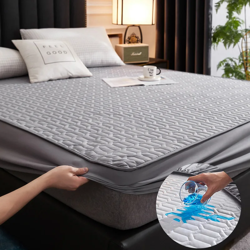 Waterproof Mattress Pad Protector Thickened Cotton Double Elastic Fitted  Sheet Bed Covers Anti-slip Pad for Bed 160x200 180x200 - AliExpress