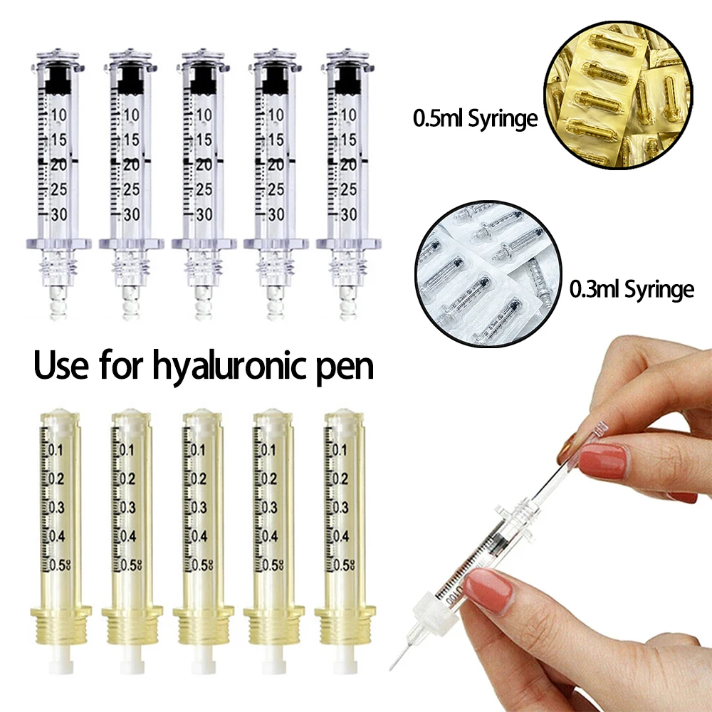 1pcs Syringe and Medicine Needle Ampoule Head for Hyaluron Gun Hyaluron Pen High Pressure Wrinkle Removal Water Syringe