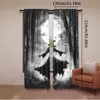 2Pcs Halloween Forest Curtain Horrible Foggy Full Moon Witch Silhouette Gothic Halloween Night Scene Bedroom Bathroom Decor 5