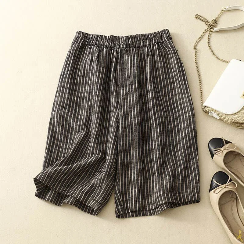 Pantalones cortos de lino y algodón para mujer, Shorts de pierna