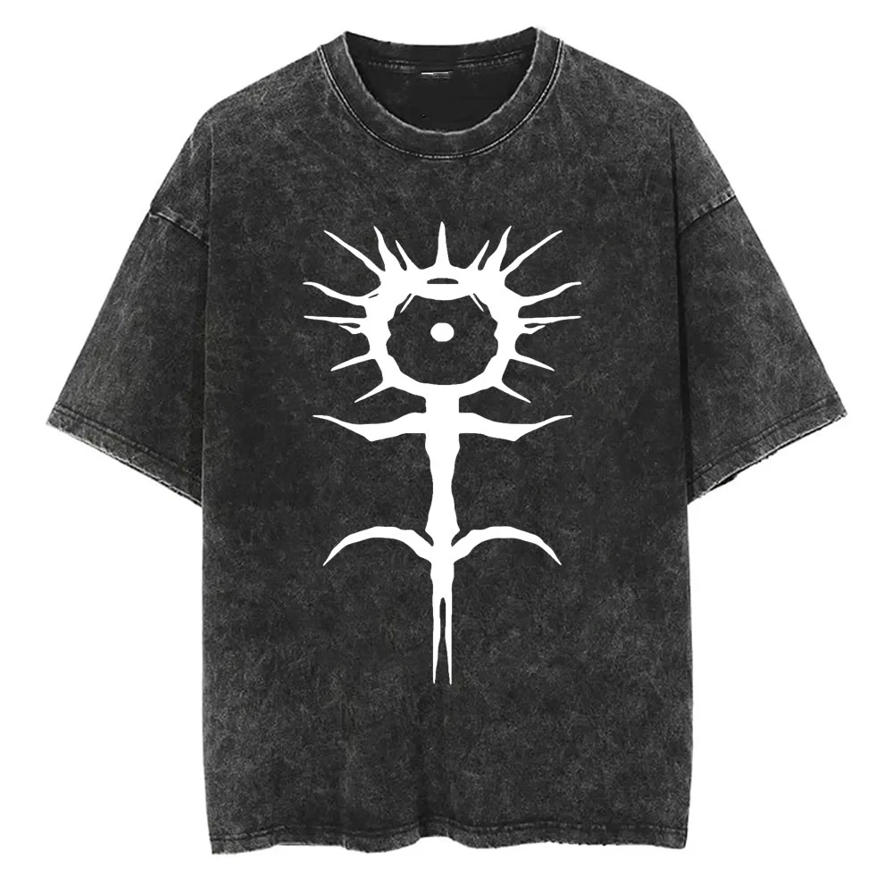 Ghostemane Gedruckt Gewaschen T-shirt Männer Casual Gothic Übergroßen Streetwear Männer Hip Hop Y2K Rap Rock Trap Metall Tops T-shirts – Detail 9