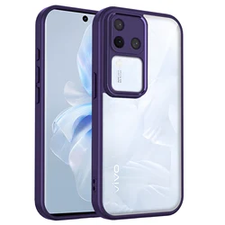 Clear Matte Back Cover with Air Cushion Silicon Bumper for Vivo V30 (TMMS Purple)