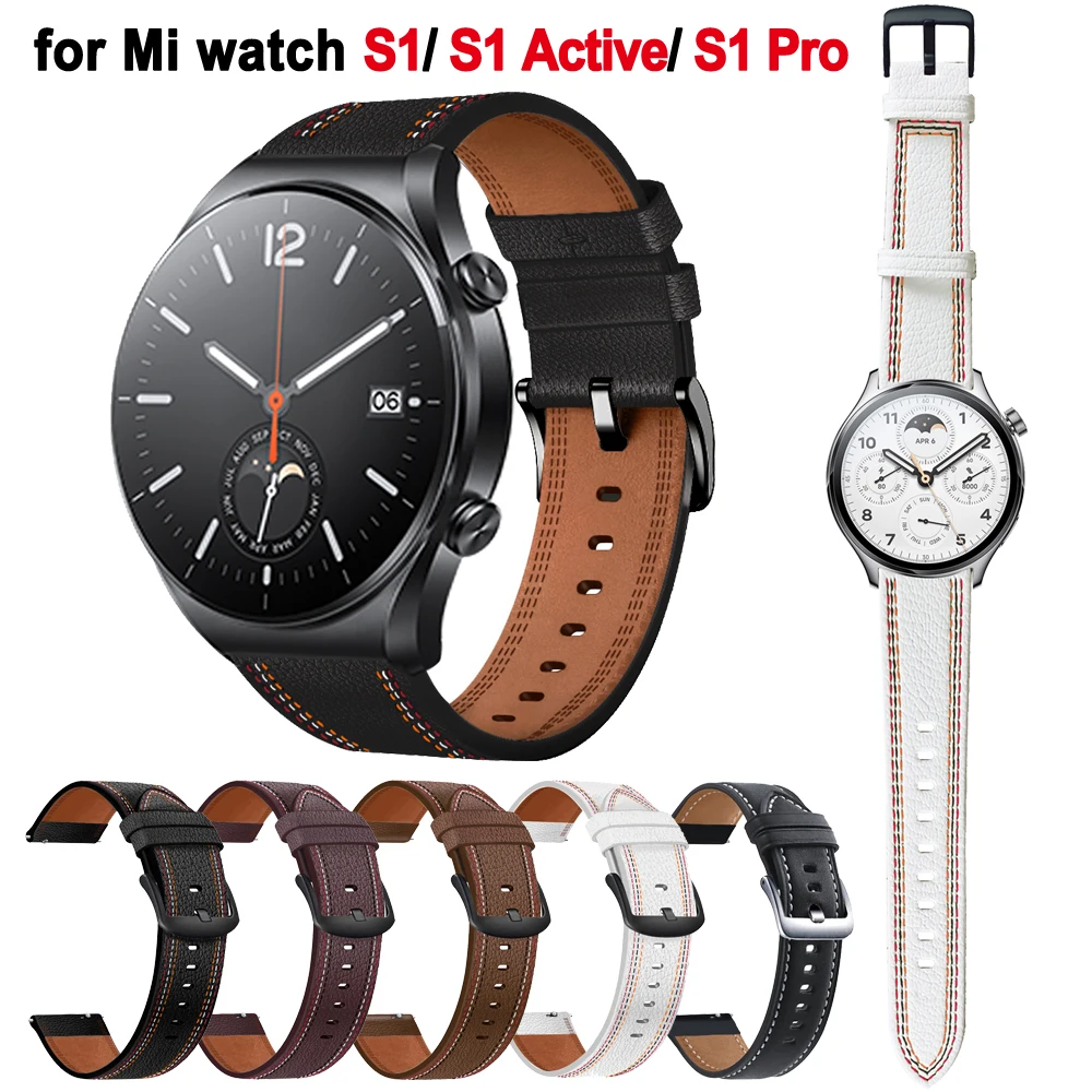 

For Xiaomi MI Watch S1 Active Strap Leather Bracelet 22mm Watchband Mi Watch Color 2 Sport Smart Band Bracelet For S1 Pro