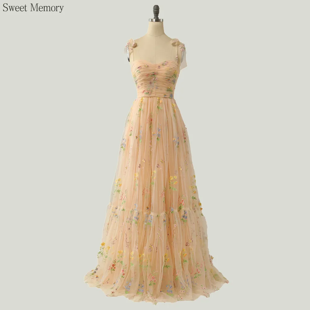 Sweet Memory Princess Elegant Blue Dress Forest Lace Elegant Cocktail Dresses for Evening Women Party Robe Long Gowns Tulle