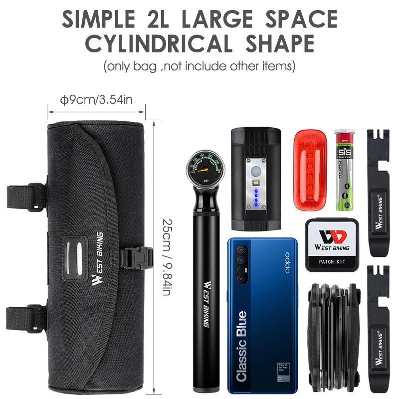 Borsa da bicicletta borsa anteriore da ciclismo portatile borsa da manubrio da strada MTB borsa da manubrio cilindrica multiuso di grande capacità - immagine 5