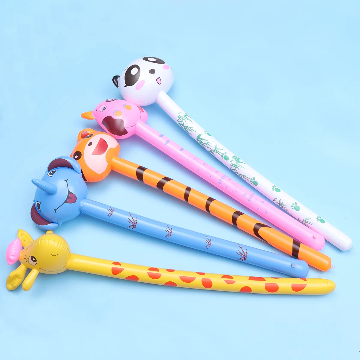 6pcs Kids PVC Inflatable Animal Toy Funny Inflatable Toy Playing Long Stick Toy (Mixed Style) animal style funny dog retractable badge reel for nurse