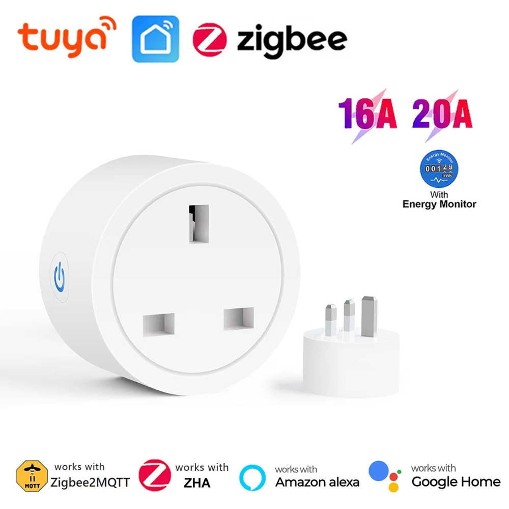 Tuya Smart Zigbee Plug EU 20A AC100-250V Smart Plug Power Outlet Work With  Tuya SmartLife App Alexa Google Home Alice - AliExpress