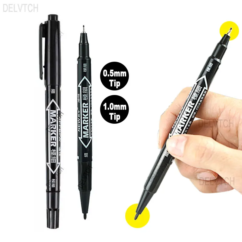 4/8Pcs Waterproof Oil Ink Permanent Art Marker Fineliner Pen 0.5mm 1.0mm Dual Tip For Comics Painting Drawing Writing Stationery 3