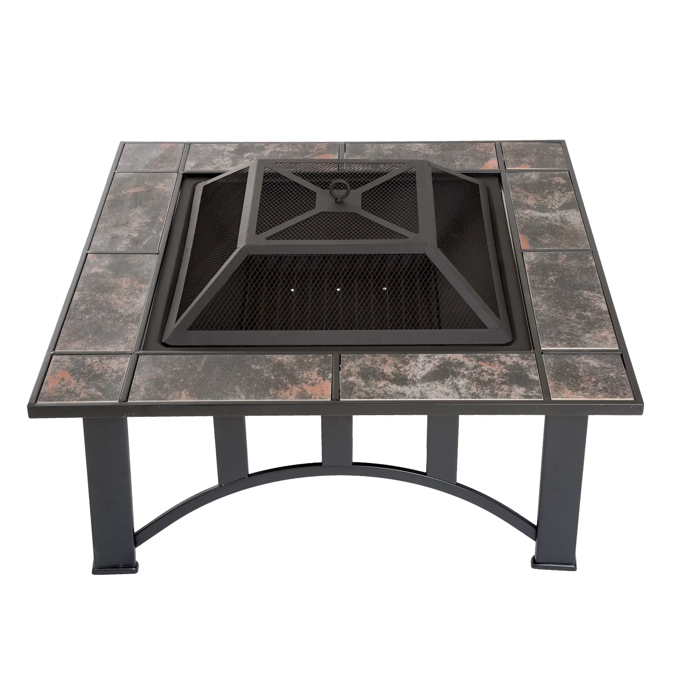 33-Inch Outdoor Fire Pit with Screen, Cover, and Poker (Black)