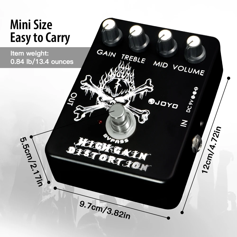 JOYO JF-04 HIGH GAIN DISTORTION Guitar Pedal from Blues Rock Crunch to Snarling